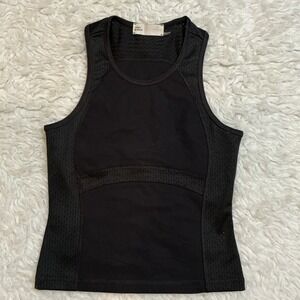 Tory Burch Mesh Panel Racerback Tank Top Womens Small Black Excellent Condition